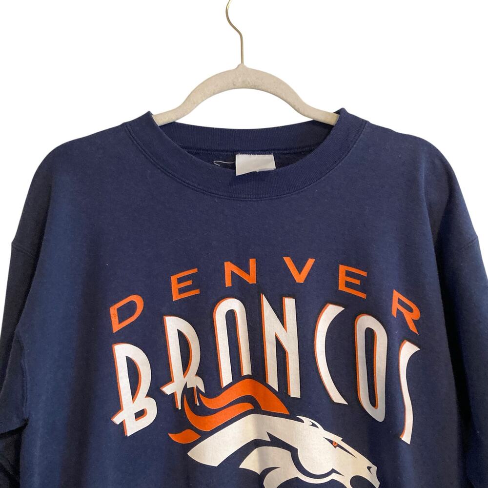 Vintage 1999 Denver Broncos Navy Crewneck Sweatshirt NFL Riddell Large - Picture 5 of 16